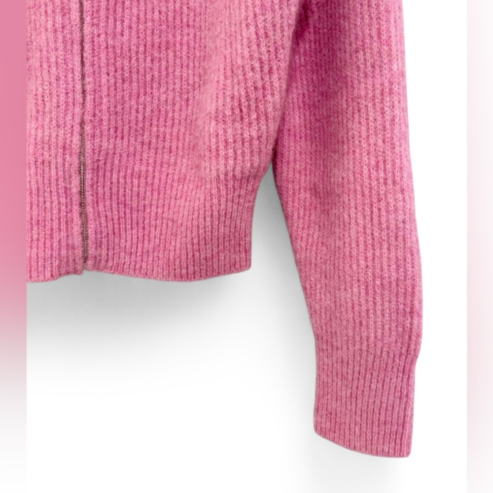 SOLD🎉NWT MAJE | SZ 0 | Pink Euro MyZip Zip Front Relaxed Cozy Wool Blend Sweater - Picture 8 of 10
